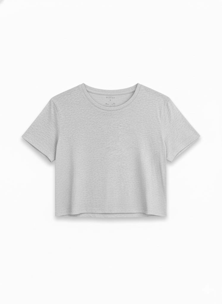 Camiseta Crop - Gris claro - M