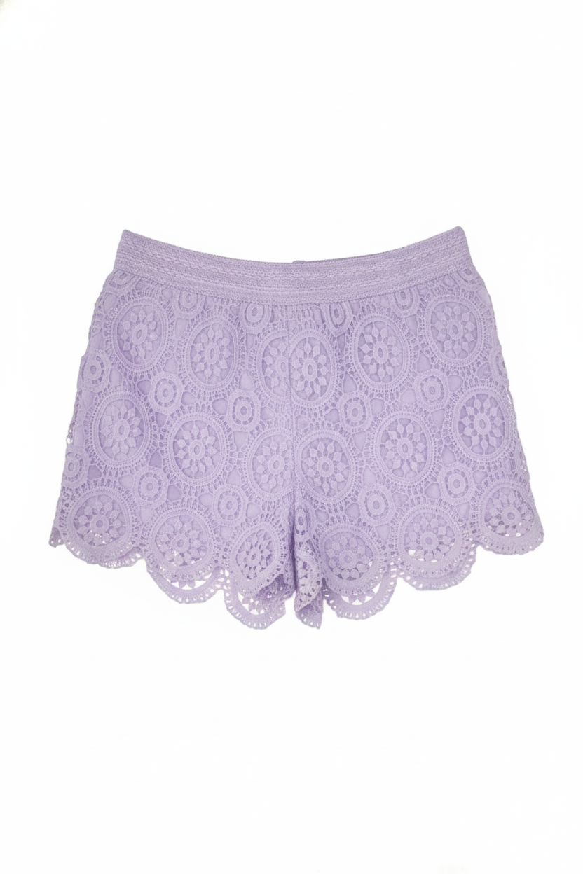 Shorts Con Encaje - Lila - L
