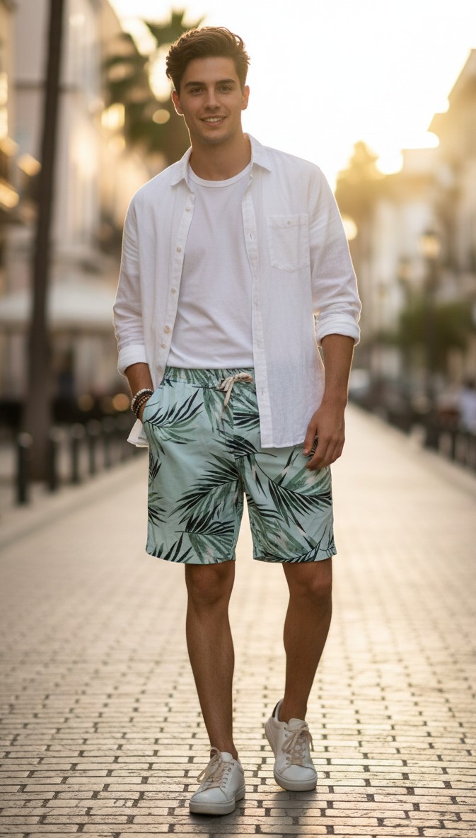 Pantaloneta Estampada - Verde - L