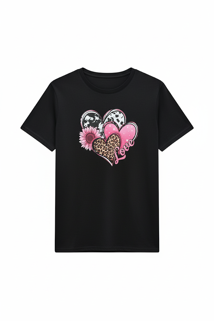 Camisa Estampada Corazon - Negro - L - Negro - S