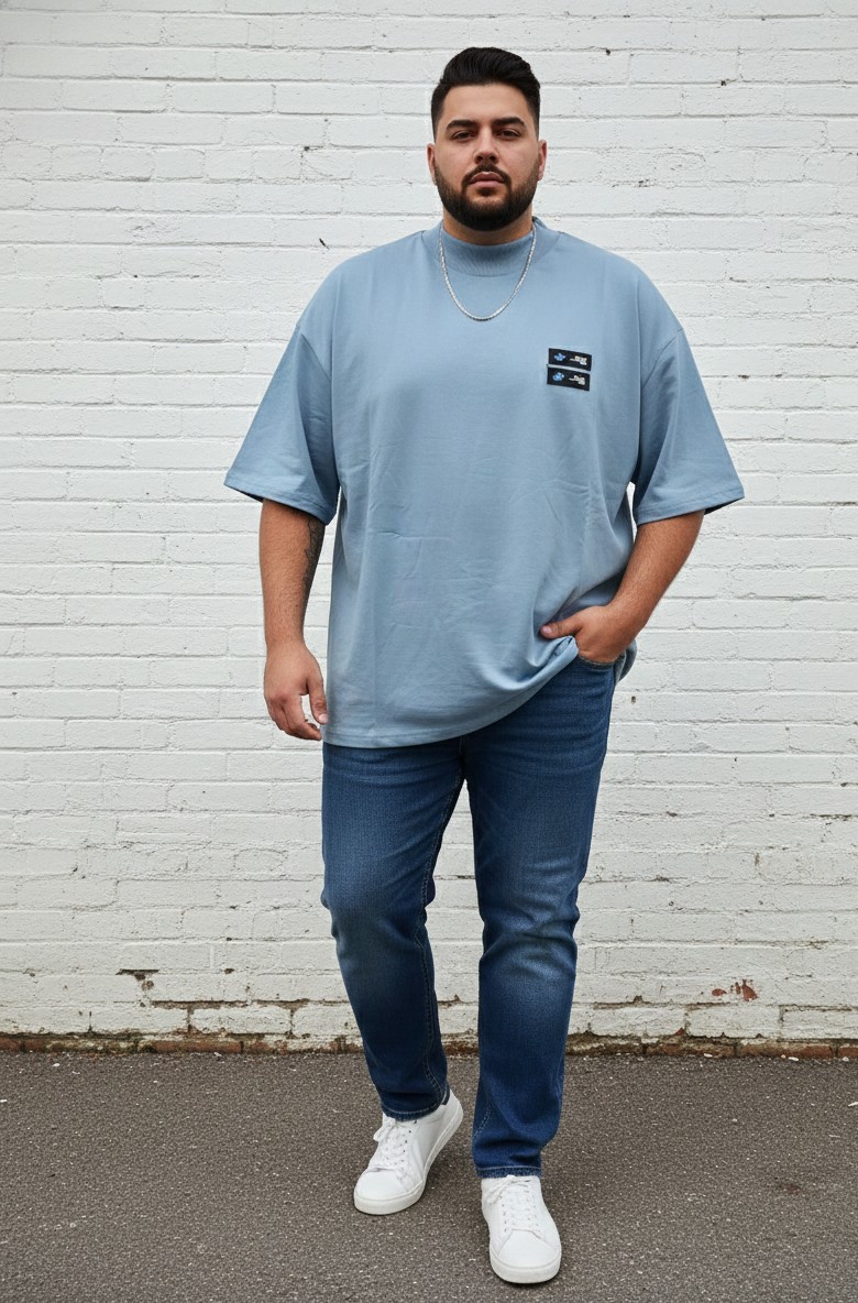 Camiseta Overzise Plus - Azul - 6XL