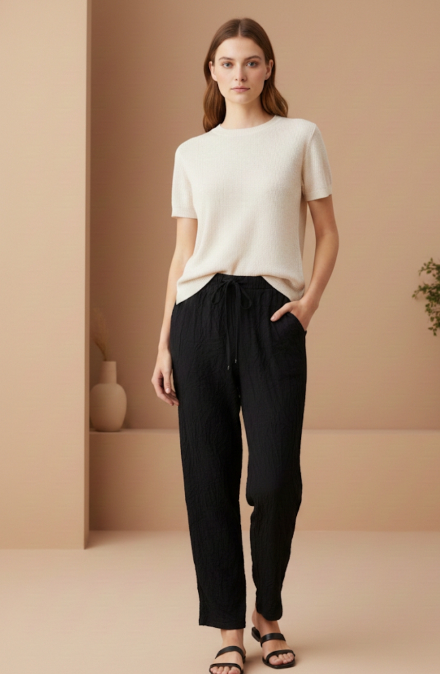 Pantalon bota ancha lizo (con detalle)