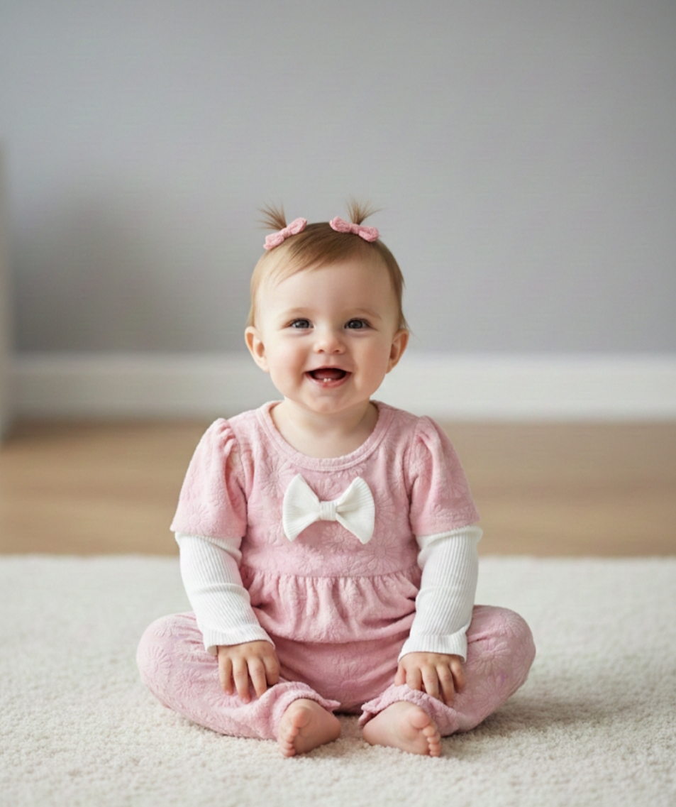 Enterizo moño niña bebe