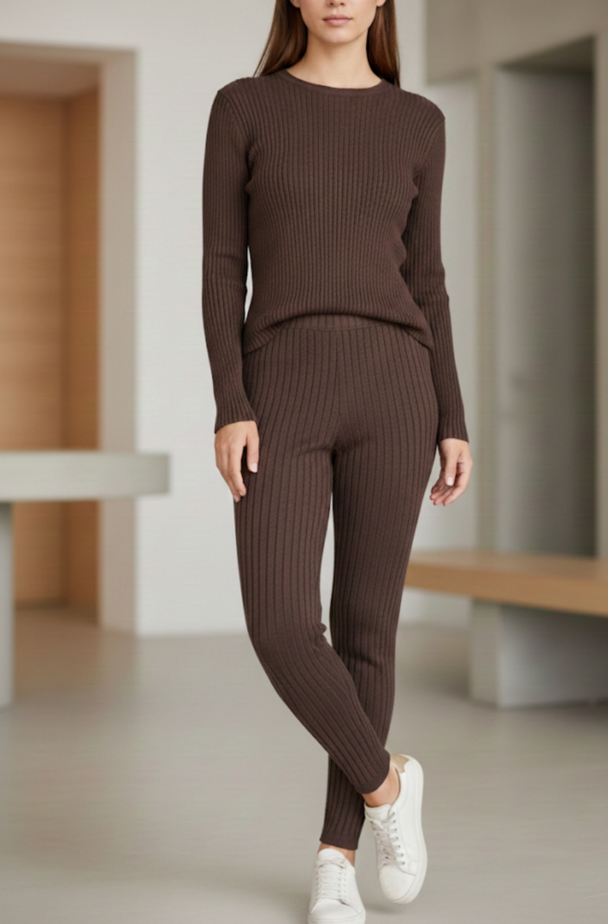 leggins tejido - Café - S