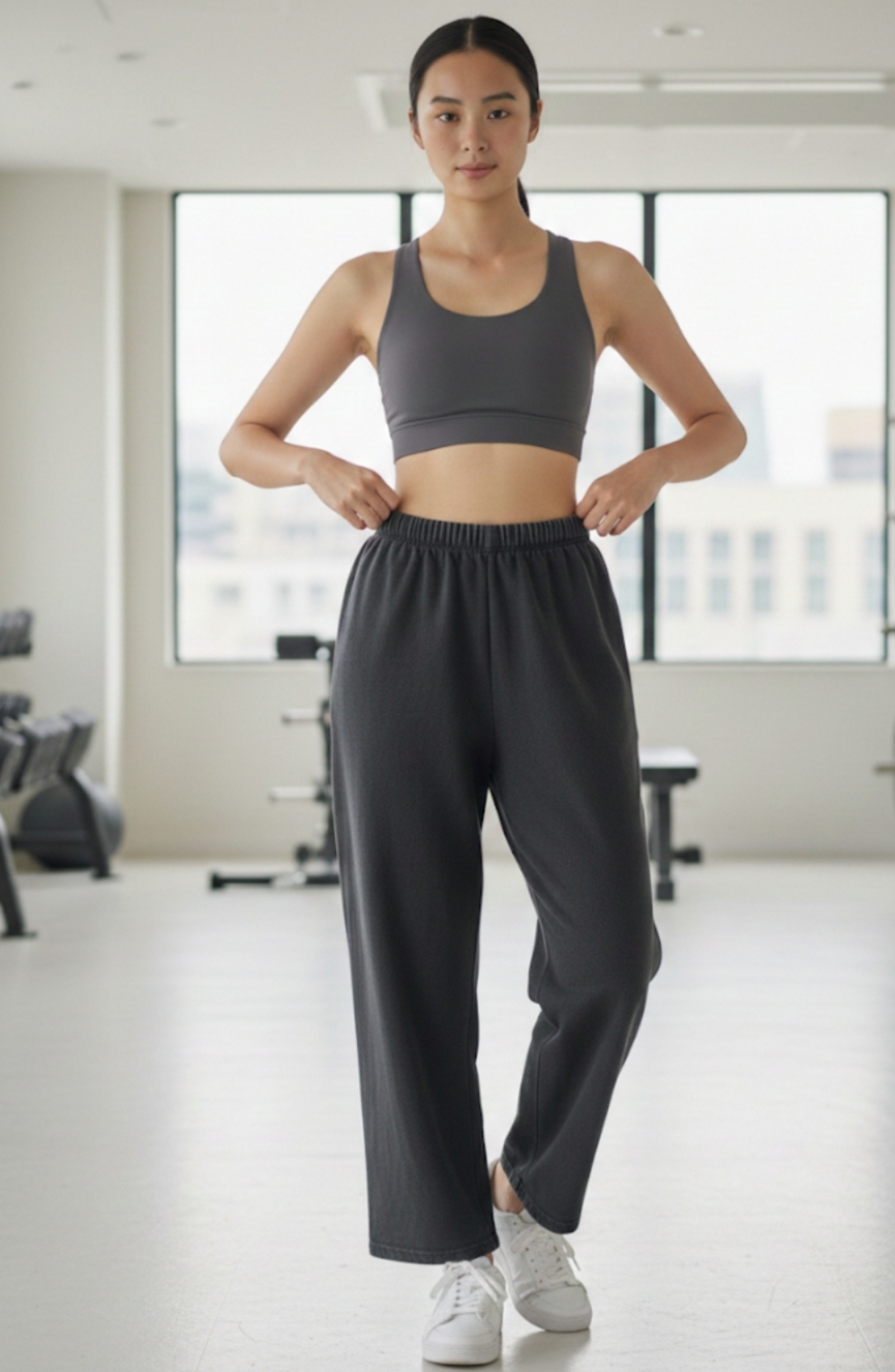 Pantalon Oversize Tipo Sudadera - Gris - S