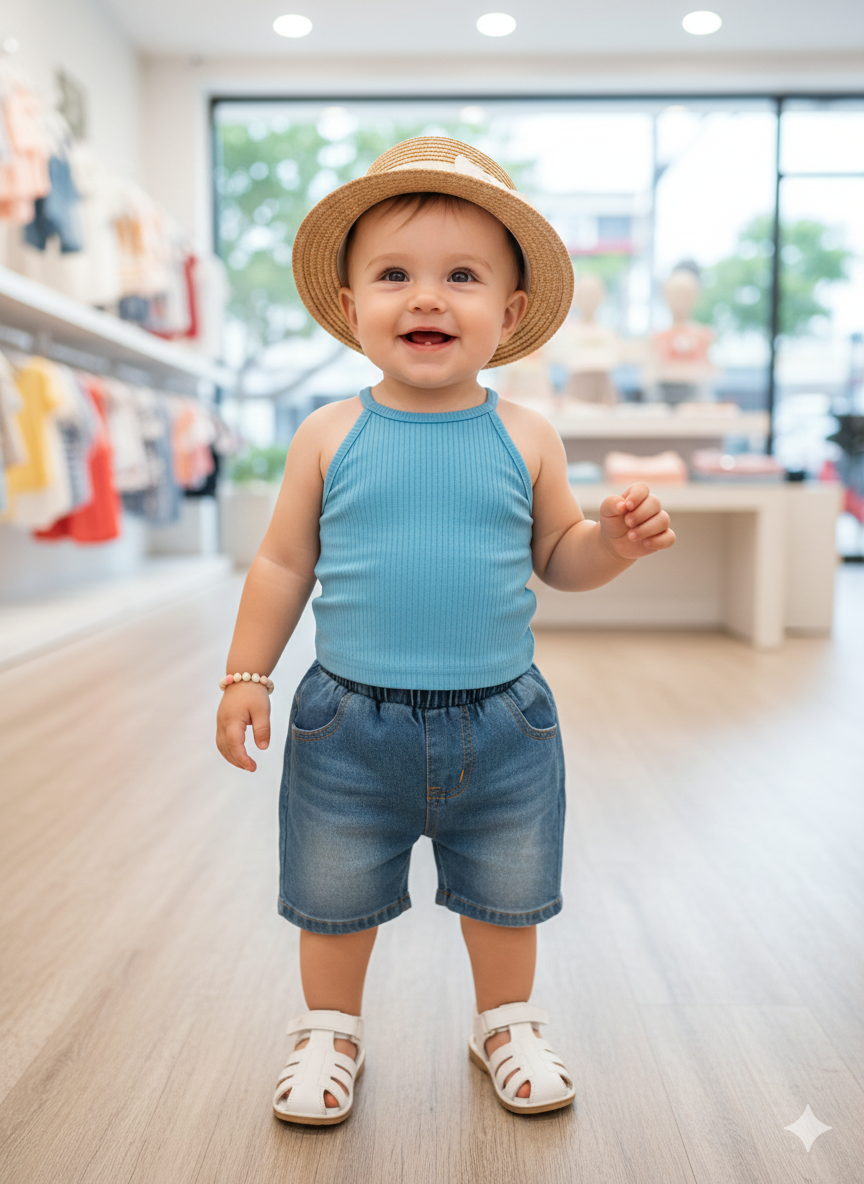 Blusa esqueleto niña bebe - Azul - 4